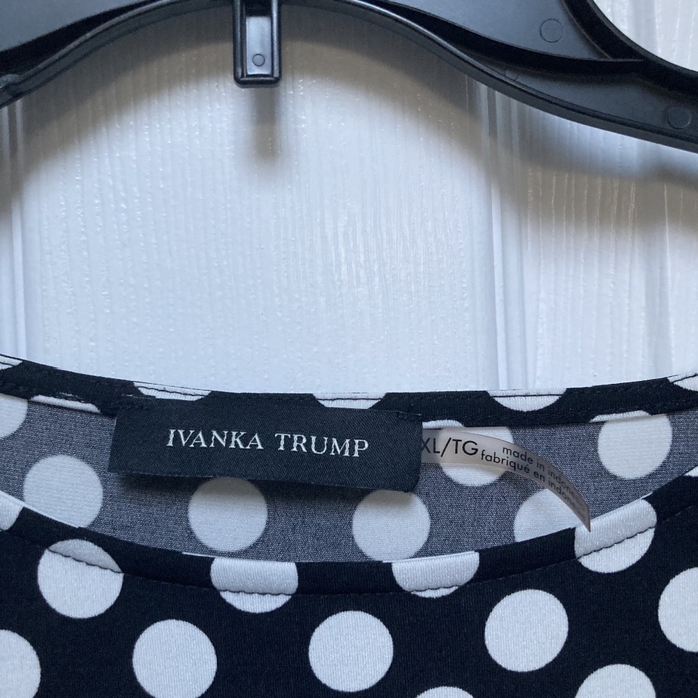 ivanka trump womens xl b&w printed blouse polka do - Picture 2 of 4